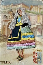 VTG Embroidered Postcard Traditional Ethnic Dress Spain Toledo Postales Esperon picture
