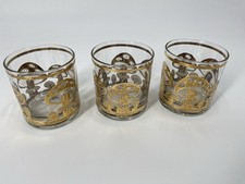 Vintage Culver Ltd 22k Gold Mushroom Lowball Cocktail Glass MCM Signed picture