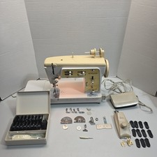 Singer Sewing Machine Magic Bobbin Deluxe Zigzag Case Greist Buttonholer Attach picture
