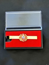 Fire Fighter Square Compass Tie Bar Necktie Gold Color Masonic NEW picture