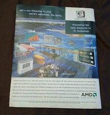 Vintage 90s AMD K6-2 3DNow Processor Print Ad 1998 PC Gaming Tech Magazine Retro picture