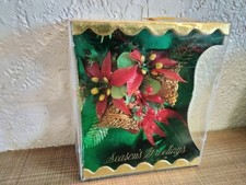 NOS Vintage 1960's KMart Bells & Poinsettia Christmas Corsage Brooch Decoration picture