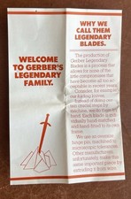 Vintage Welcome To Gerber‘s Legendary Family Fold-out Knife Brochure 9/81 picture