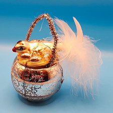 Antique 1920's German Mercury Glass Christmas Ornament wire wrapped bird nest  picture