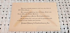 Vtg 1920s - 1930s Bristol (Tn / Va) Bakery & Confectionary Co. Advertising Card picture