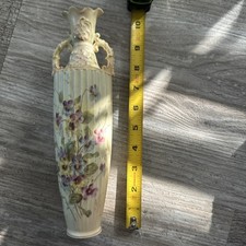Antique RW Royal Rudolstadt Germany Tulip Bud Vase Mini Floral Gold Tan Repaired picture