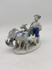 Vintage Gerold Porzellan Boy with Goats Figurine Bavaria W Germany Height 6