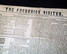Rare ANTEBELLUM Reform Frederick MD Maryland Temperance Movement 1840 Newspaper picture
