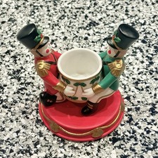 Partylite Christmas Toy Soldier Votive Candle Holder Drum Ceramic Toothpick Hold picture