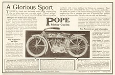 1913 Pope Motorcycle Original Print Ad Models H K L M Hartford CT Glorious Sport picture