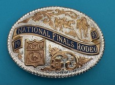 VTG 1993 NFR National Finals Rodeo ADM Steer Wrestling Belt Buckle Ltd Edt #258 picture
