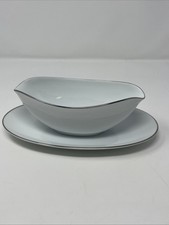 Colony Noritake China #5932 Gravy Boat & Attached Underplate With Platinum Trim picture