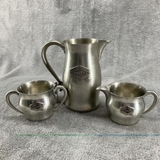 Vintage Woodbury Pewter Tea Coffee Pitcher Sugar Bowl Creamer Set picture