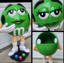 M&M Green Female Candy Character Store Display Advertising On Wheels 38x27