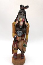 Long Hair Native American Navajo Kachina Signed LV Hand carved VTG picture