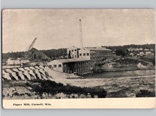 c1915 Paper Mill & Dam River View Cornell Wisconsin WI Chippewa County Postcard picture