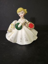 Vintage Lefton Christmas December Birthday Girl Figurine-Orig Label-EXC #1853 picture