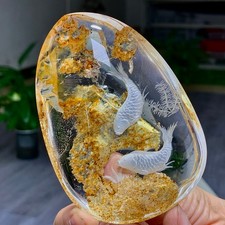 263G Natural yellow hematoid  Quartz Carved fish Crystal carp Specimen picture