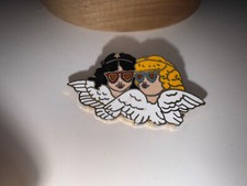 FIORUCCI Logo Pin (cherubs w/ sunglasses) 1980's Lisa Frank Enamel - Exquisite picture