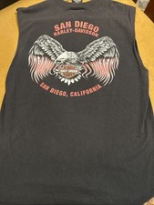 Vtg 2004 Harley Davidson San Diego CA Eagle Muscle Tee Shirt Medium Dual Sided picture