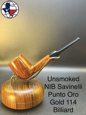 Vintage Unsmoked NIB Savinelli Punto Oro Gold 114 Billiard Tobacco Pipe picture