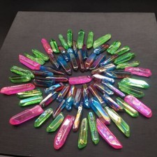 100g A Lot Of Titanium Rainbow Aura Lemurian Quartz Crystal Points  10-30pcs picture