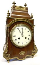 Beautiful Antique French Mahogany Mantel Clock With Ormolu Mounts And Finials picture