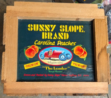 Vtg Sunny Slope Farms Carolina Peaches Gaffney, S.C. WOOD PEACH CRATE 20x12x11H picture