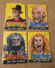 1988 Topps Fright Flicks Complete 4 Wax Wrapper Set Freddy Predator Horror EX picture