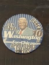 RARE Re-Elect Harold Washington 4 More Years, Political Campaign Button Pin 1987 picture