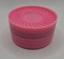 VTG Ritepoint Contemporary Plastic Coasters Set of 6 Pink Swirl Design picture