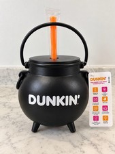 Dunkin Salem Halloween 2026 Cauldron Tumbler 32oz Black with Orange Straw NEW picture
