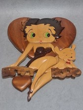 Betty Boop Intarsia Handcrafted Wooden Wall Art Vintage Cartoon Character Decor  picture