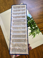 Set of 12 Clear Cut Glass/Crystal Knife Rests in Box - Label CO: SAT.12P picture