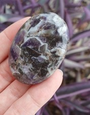 1pc Small Natural Purple Banded Dream Amethyst Polished Palm Worry Stone picture