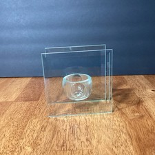 80s Modern Glass & Mirror Votive Candle Holder Square picture