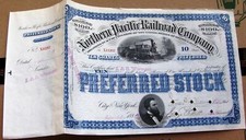 Northern Pacific Railroad Company dated 1884 stock certificate blue picture