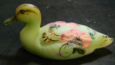 Fenton LE Hand Painted Duck & Flowers Figurine M. Kibbe (2022) #11/33 Excell picture