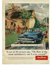 1942 DeSoto Blue De Luxe Sedan dropping kids at school 1945 Vintage Print Ad picture