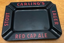 VINTAGE Carling's Red Cap Ale Stout Lager BEER Porcelain Ash Tray Cleveland Ohio picture
