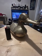 LARGE BRASS MALLARD SCULPTURE- 18” Long Weighs 6-8 Lbs picture