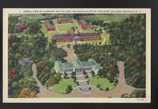 Vtg 1942 Linen Postcard Aerial Albright Art Gallery Buffalo State Teachers NY picture