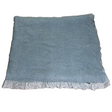 Vtg Faribo Blue Waffle Knit Wool Blanket Satin Trim Breathable Lightweight 51x78 picture
