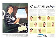 1939 Eleanor Roosevelt Air Travel Vintage Print Ad TWO PAGES It Pays To Fly picture