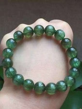 Genuine Natural Green Rutilated Quartz Crystal Round Beads Bracelet 10mm AAAAA picture