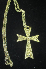 Goldtone Cross Pendant Necklace on 24