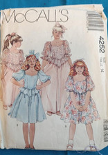 McCalls Pattern 4252 Girls Frilly Dress size 14 Long or Short VTG picture