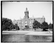 Photo:Port Huron Mich City Hall 1900s Victorian Clock Tower Building picture
