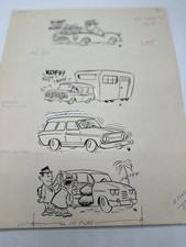 ORIGINAL MOTORTREND MAGAZINE GAG CARTOON ART MAY  1963 picture