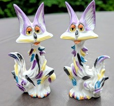 Vintage Crazy Calico Cats Salt Pepper Shakers  1950s Japan MCM Kitchen Colorful  picture